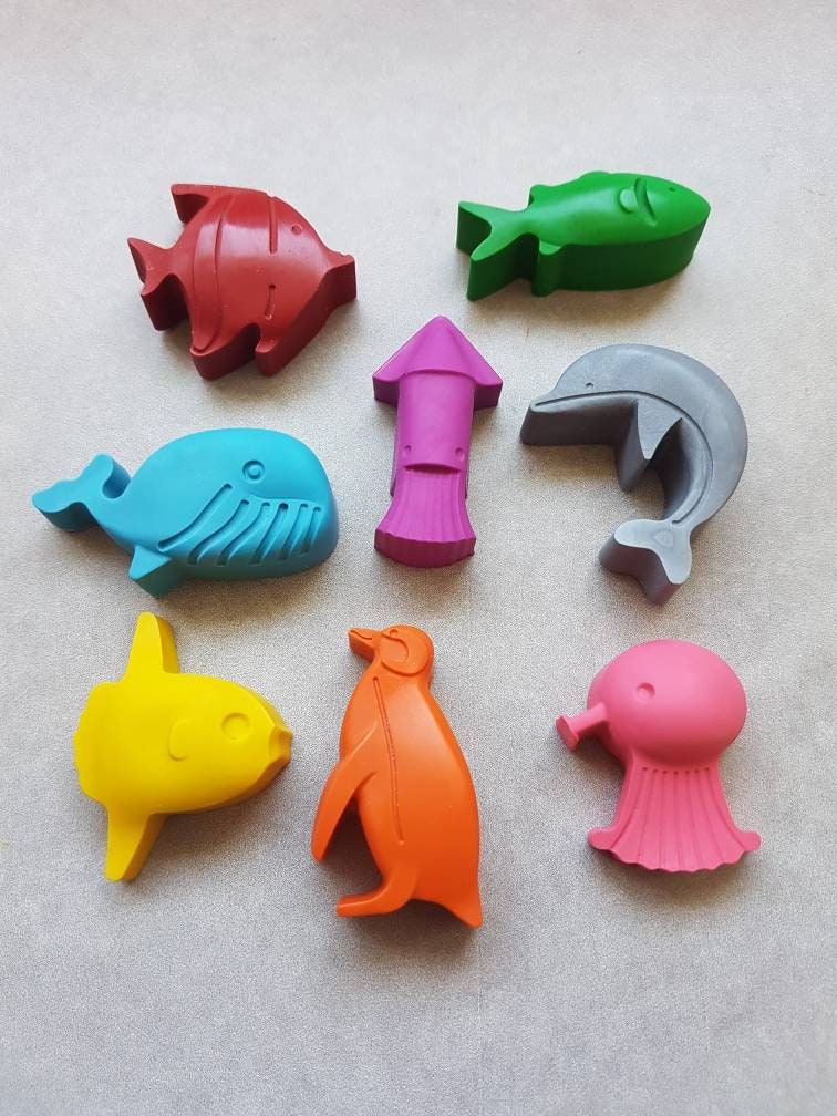 Ocean Themed Crayon Shapes - Under The Sea Themed Crayons - Kids Party Favours Party - Party Bag Fillers - Gift Set - Childrens Birthday
