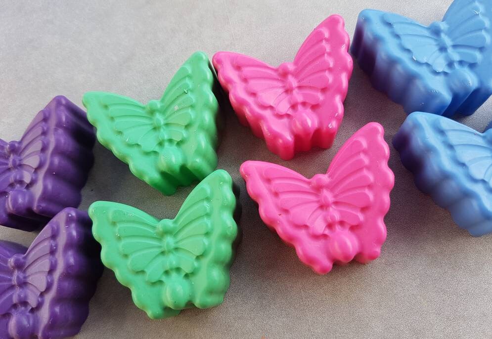Pretty Butterfly Shape Crayons, Handmade Crayons, Birthday Gifts, Pastels, Party Bag Fillers, Party Favours
