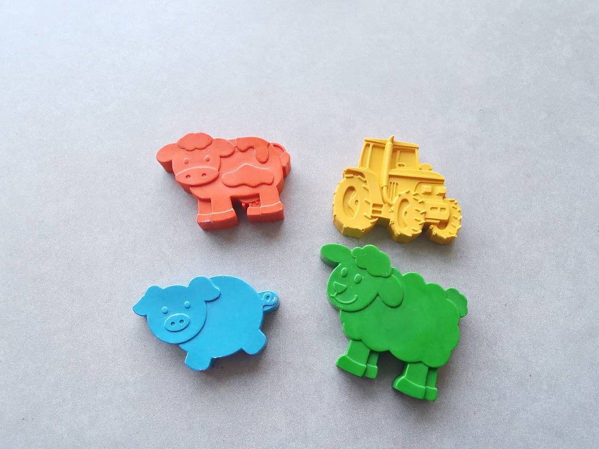 Farmyard Animal Party Favours - Tractor - Cow Children's Crayons - Party Bag Fillers - Farm Animal Crayons - Shaped Crayons